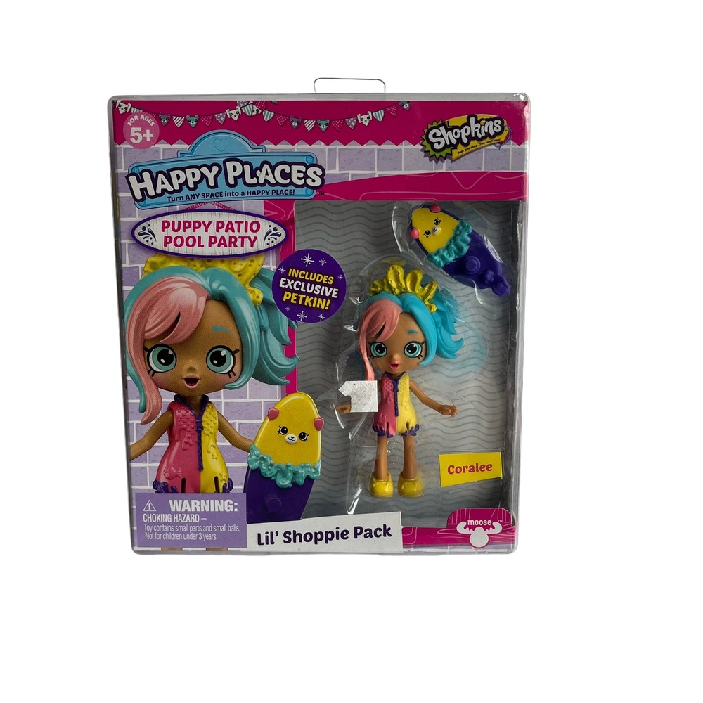 NEW Shopkins Happy Places Coralee Puppy Patio Pool Party Lil' Shoppie Pack‎